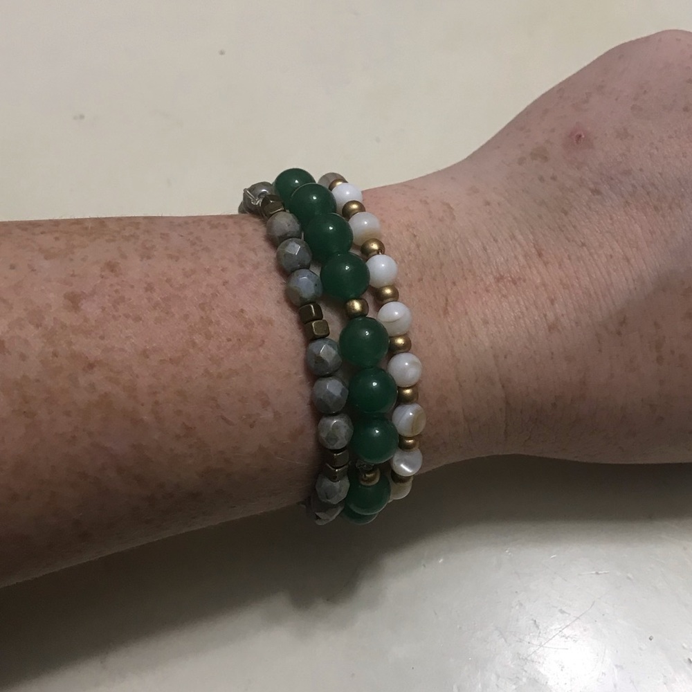 NWOT Green Stretch Bracelet stack
